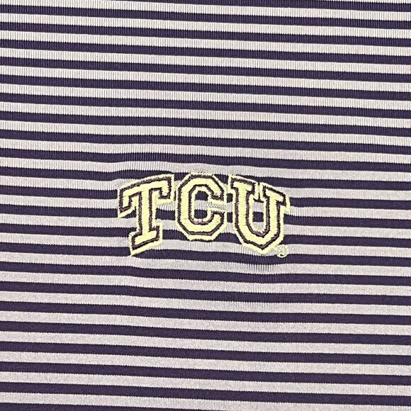 Southern Tide TCU Men's Striped Purple & Lavender Quarter Zip Size Medium - Picture 3 of 6